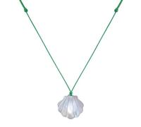 LES POULETTES BIJOUX - Collier Lien Coquille St Jacques en Nacre - Vert