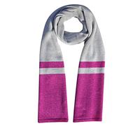 LES POULETTES BIJOUX - Echarpe 100% Cachemire Gris Clair à Rayures et Lurex 2 Fils 40cm x 170cm - Fuchsia