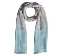 LES POULETTES BIJOUX - Echarpe 100% Cachemire Gris Clair à Rayures et Lurex 2 Fils 40cm x 170cm - Turquoise