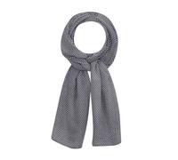 Les Poulettes Bijoux - Echarpe 100% Laine Beige Vagues Bleu Navy