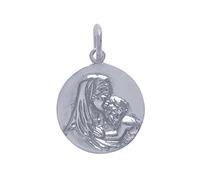 LES POULETTES BIJOUX - Pendentif Argent 925 Médaille Ronde Vierge à l'Enfant