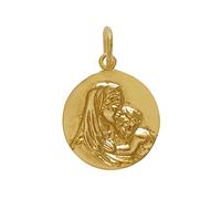 LES POULETTES BIJOUX - Pendentif Plaqué Or Médaille Ronde Vierge à l'Enfant