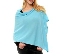 Les POULETTES Bijoux - Poncho 100% Cachemire 2 Fils Colors - Turquoise