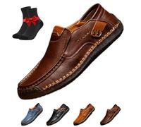 Les Premiers Mocassins en Cuir Faits Main for Jeunes Hommes - Chaussures Basses à Enfiler, légères, Confortables et Respirantes, Bottes orthopédiques en Cuir(Dark Brown,40 EU)