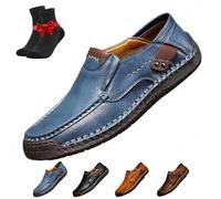 Les Premiers Mocassins en Cuir Faits Main for Jeunes Hommes - Chaussures Basses à Enfiler, légères, Confortables et Respirantes, Bottes orthopédiques en Cuir(Blue,48 EU)