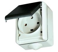 Prise Plexo 3P+T étanche 32A complet IP44 saillie - gris