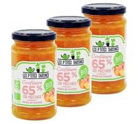 Les P'tites Tartines - Lot 3x Confiture de pêches allégée BIO - Pot 255g