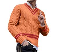 Les pulls en tricot rayés et aux couleurs assorties pour homme sont tendance et décontractés en hiver et en laine cintrée pour homme, jaune, M