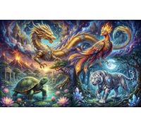 Les Quatre bêtes divines Puzzle 1000 Pièces Adultes Et Enfants,Anti-Stress,Premium,Carton,Défi,Jeu Éducatif,Déco Murale, Dès 14 Ans,Détente,Casse-tête 52x38cm