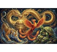 Les Quatre bêtes divines Puzzle 1000 Pièces Adultes Et Enfants,Dès 14 Ans,Déco Murale,Défi,Jeu Éducatif,Premium,Carton, Anti-Stress,Détente,Casse-tête 38x26cm