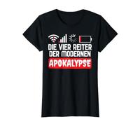 Les Quatre Cavaliers de l'Apocalypse Moderne - Computer Nerd T-Shirt Graphique avec Valeur, Femme, Noir, S