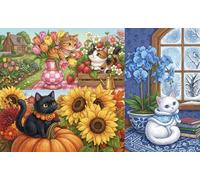 Les Quatre Saisons du Chat Puzzle 1000 Pièces Adultes Et Enfants,Anti-Stress,Premium,Carton,Défi Chatons,Jeu Éducatif,Déco Murale, Dès 14 Ans,Détente,Casse-tête 52x38cm