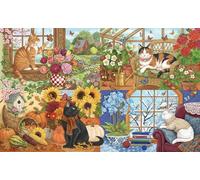 Les Quatre Saisons du Chat Puzzle 1000 Pièces Adultes Et Enfants,Dès 14 Ans,Déco Murale, Chatons,Casse-tête,Premium,Carton,Jeu Éducatif,Anti-Stress,Détente,Défi 52x38cm