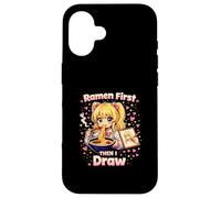 Les Ramen d'abord, Puis Je dessine | Artiste d'anime Kawaii Coque pour iPhone 16