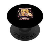 Les Ramen d'abord, Puis Je dessine | Artiste d'anime Kawaii PopSockets PopGrip Adhésif