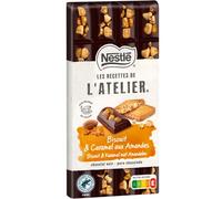 LES RECETTES DE L'ATELIER Nestlé Les Recettes de L'Atelier - Tablette Chocolat Noir Biscuit et Caramel aux Amandes - 170g