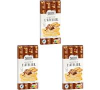 LES RECETTES DE L'ATELIER - Tablette Chocolat Lait Biscuit et Noisettes grillées - 170g (Lot de 3)
