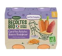 Blédina Les Récoltes Bio Pot Carottes Patates Douces Boulghour +8m 2 x 200g