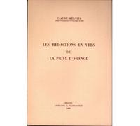 Les Rédactions en vers de La Prise d'Orange - - Claude Régnier - Klincksieck - Livre