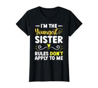 Les règles de « Je suis la Plus Jeune sœur » ne s'appliquent Pas à Moi Sissy T-Shirt Graphique avec Valeur, Femme, Noir, XL