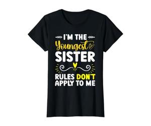 Les règles de « Je suis la Plus Jeune sœur » ne s'appliquent Pas à Moi Sissy T-Shirt Graphique avec Valeur, Femme, Noir, XL