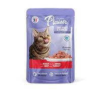 LES REPAS PLAISIR-Aliment humide pour chat Plaisir bœuf dinde en pochon de 100 g