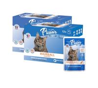 Les Repas Plaisir - Chat stérilisé - Émincés Hairball Control au Poulet - Aliment Humide Complet et équilibré - 24x85g