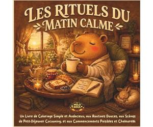 LES RITUELS DU MATIN AVEC CAPYBARA: Un Livre de Coloriage Simple et Audacieux, aux Routines Douces, aux Scènes de Petit-Déjeuner Cocooning, et aux Commencements Paisibles et Chaleureux