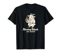 Les rituels du Matin sont sacrés Funny Goat Coffee Meme Art T-Shirt