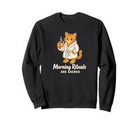 Les rituels du Matin sont sacrés Funny Tabby Cat Coffee Meme Sweatshirt