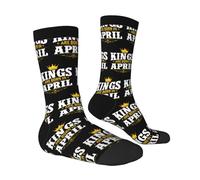 Les Rois Naissent En Avril Chaussettes Rigolotes Confortable Chaussettes Drole Décontractés Chaussette Homme Pour Bureau Ado Trekking 40Cm