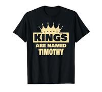 Les Rois s'appellent Timothy Nom drôle de Timothy T-Shirt Graphique avec Valeur, Homme, Noir, L