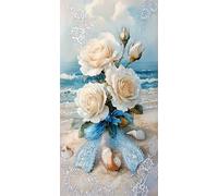 Les roses Coquillages Diamond Painting Adulte, Diamond Painting Enfant Débutants, Loisirs Créatifs Adultes,5D DIY Broderie Diamant Kit Complet, Décoration Cadeau Murale de la Maison 80x160cm N-594