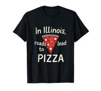 Les routes de l'Illinois mènent à Pizza Chicago Map Pride T-Shirt