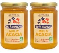 Les Ruchers du Luberon - Miel d'Acacia Bio & Français 400 g - 100% Bio - 100% Naturel - Naturellement Liquide - Non Filtré - Non Pasteurisé (Lot de 2)