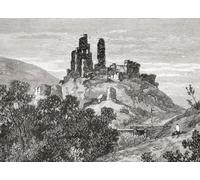 Les ruines du château de Corfe de Corfe Île de Purbeck, péninsule Dorset, Angleterre vue ici au XIXe siècle. De l'Angleterre pittoresque ses monuments et ses repères historiques publiés en 1891