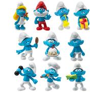 Les Schtroumpfs Lot de 10 figurines classiques du 40e anniversaire, incluant Schtroumpf de 5 cm, gourmand, cerveau, fort, coiffeuse, harmonie, blague, chef,