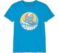 Les Schtroumpfs « Surfing Smurf Poster » BOSMURFTS035 T-Shirt Garçon, Aqua, Taille 06 Ans