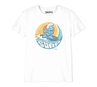 Les Schtroumpfs « Surfing Smurf Poster » BOSMURFTS035 T-Shirt Garçon, Blanc, Taille 06 Ans