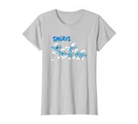 Les Schtroumpfs Tous excités T-Shirt, Femme, Argent, XS