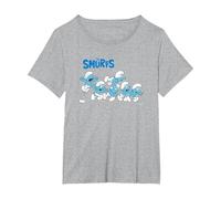Les Schtroumpfs Tous excités T-Shirt, Femme Grandes Tailles, Gris Chiné, 5X