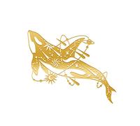 Les signets en bois vides vintage, Marque-pages baleine en métal creux avec pendentif et carte de vœux 9,5 x 5,5 cm