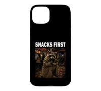Les Snacks d’Abord Raton Laveur Cinéma Amoureux des Animaux Coque pour iPhone 15 Plus