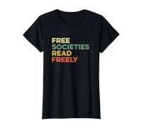 Les sociétés Libres lisent Librement des Livres pour Les Amateurs de Livres T-Shirt Graphique avec Valeur, Femme, Noir, XL