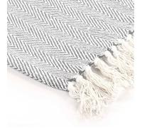 [LES SOLDES]Gris Couverture coton à chevrons 160x210 cm Gris Poids 2.88 Kg@425225