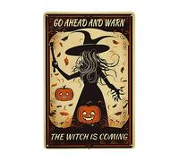Les Sorcières Trompent Halloween, Allez-Y Et Prévenez Que La Sorcière Arrive Plaque Étain Signe Vintage Affiche Poster Plaque Drôle Métal Tôle Signe Pour Club Maison Parc