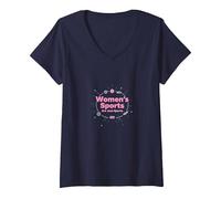 Les Sports féminins ne sont Que des Sports : Message sur l'égalité T-Shirt avec Col en V, Femme, Bleu Marine, XL