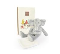 Les Sweety : Doudou Elephant gris avec mouchoir 25 cm - Doudou et Compagnie