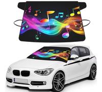 Les symboles musicaux sont remplis de fumée imprimée pour pare-brise de voiture pour la glace et la neige, ajustement universel pour la plupart des voitures, protection contre la glace multifonction