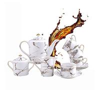 Les tasses et les assiettes, Service à thé de l'après-midi for adultes, tasses à thé et à café en céramique et soucoupes avec théière, sucrier, pot à lait, beau look, service à thé en porcelaine